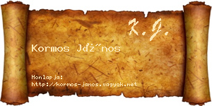 Kormos János névjegykártya